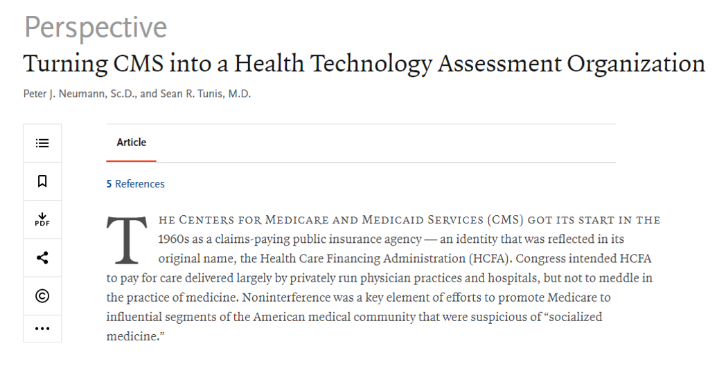 New CEVR publication: Turning CMS into a Health Technology Assessment Organization